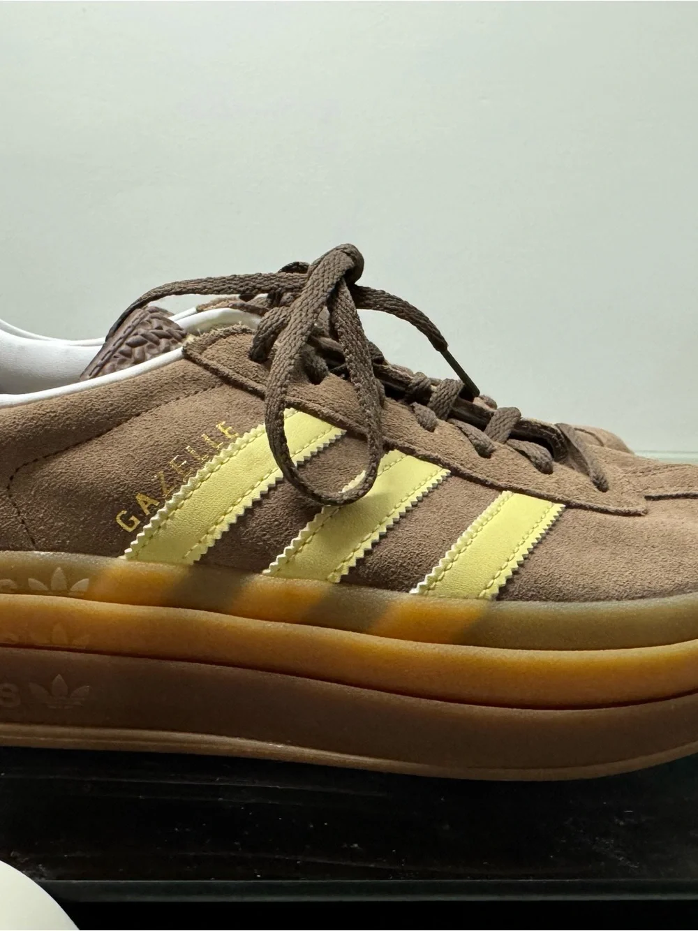 adidas Brown Suede Sneakers with Yellow Stripes